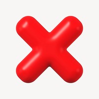 Red X mark 3D icon sticker psd