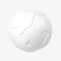 White globe, environment 3D icon sticker psd