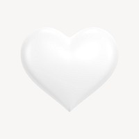 White heart, love 3D icon sticker psd