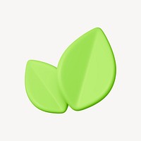 Matcha leaf, environment 3D icon sticker psd