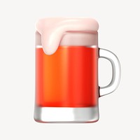 Beer glass icon, 3D rendering illustration