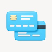 Credit card icon, 3D rendering illustration psd