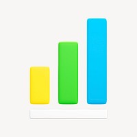 Bar charts icon, 3D rendering illustration psd