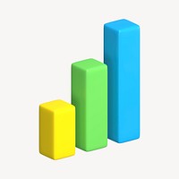 Bar charts icon, 3D rendering illustration psd