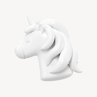 Unicorn icon, 3D minimal illustration psd