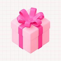 Pink gift collage element, 3D rendering psd
