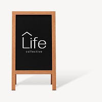 Foldable a-frame sign mockup, interior logo psd