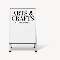 Foldable a-frame sign mockup, arts & crafts event psd