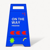 Foldable a-frame sign mockup, blue design psd