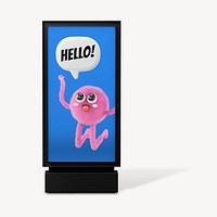 Bus stop advertising sign mockup, 3D rendering psd