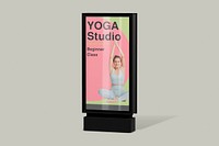 Bus stop advertising sign mockup, 3D rendering psd