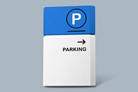 3D pylon sign mockup, parking direction psd