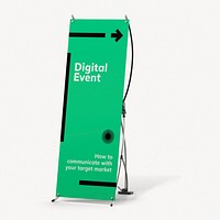 Banner stand sign mockup, business branding psd