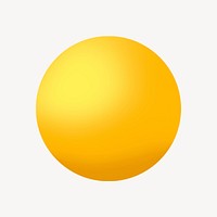 3D yellow ball, shape collage element psd