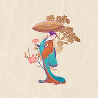 Aesthetic vintage Japanese woman illustration