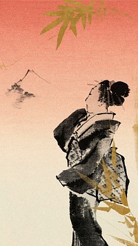 Vintage Japanese woman mobile wallpaper