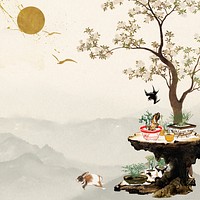 Vintage Japanese bonsai background