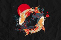 Koi carp fish background, Japanese oriental illustration