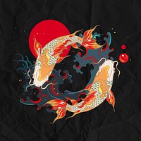 Koi carp fish background, Japanese oriental illustration