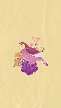 Purple vintage bird iPhone wallpaper