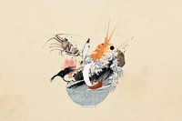 Seafood bowl splash background, Japanese food illustration