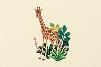 Cute giraffe background, beige design, animal illustration