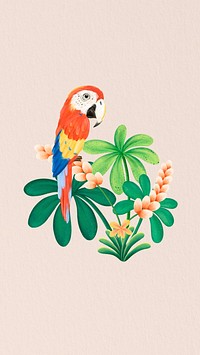 Cute bird mobile wallpaper, beige design