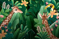 Tropical wildlife background, animal illustration