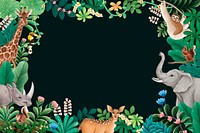 Jungle wildlife frame background, animal illustration