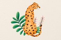 Cute cheetah background, animal illustration