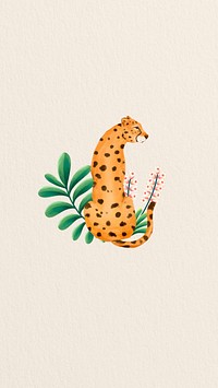 Cute cheetah mobile wallpaper, beige design