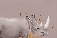 Rhino background, brown design, animal illustration