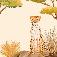 Cheetah wildlife background, animal illustration