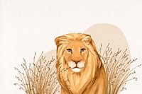 Cute lion background, beige design, animal illustration