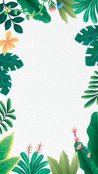 Tropical leaves mobile wallpaper, white & green design