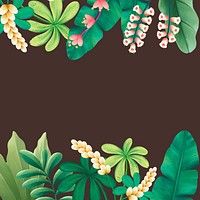 Tropical leaves frame background, botanical illustration