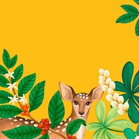 Deer background, yellow design, animal illustration