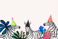 Cute zebras border background, animal illustration