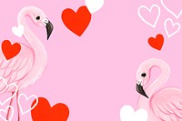 Cute flamingoes frame background, animal illustration