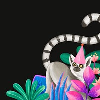 Lemur wildlife background, animal illustration