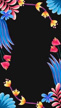 Black mobile wallpaper, tropical flowers design