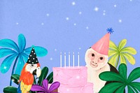 Cute birthday border background, animal illustration