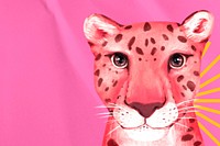 Pink cheetah background, animal illustration