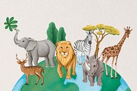 Cute wildlife background, animal illustration