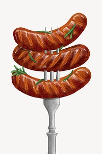 Grilled sausages bbq, food illustration vector