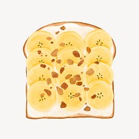 Banana cream cheese toast, breakfast food vector