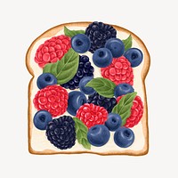 Mixed berry cream cheese toast, breakfast food psd