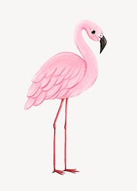 Flamingo collage element, cute animal illustration