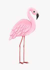 Flamingo collage element, cute animal illustration psd