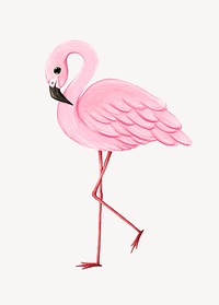 Flamingo collage element, cute animal illustration